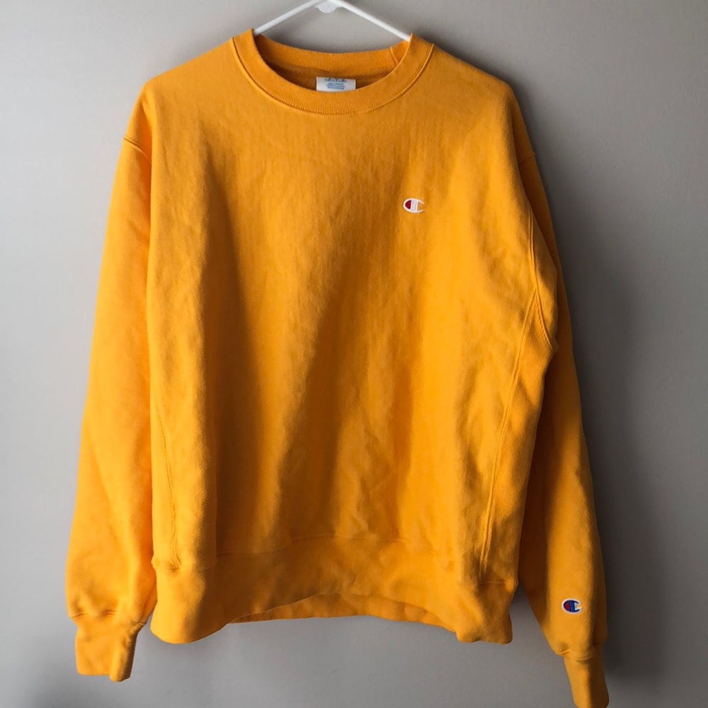 Champion Yellow Reverse Weave Crew Neck
